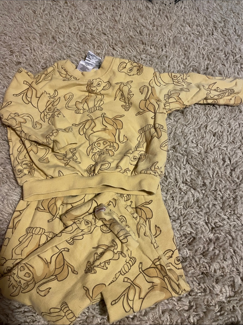 Disney Yellow Lion King Matching Kids Sweatshirt & Shorts Set